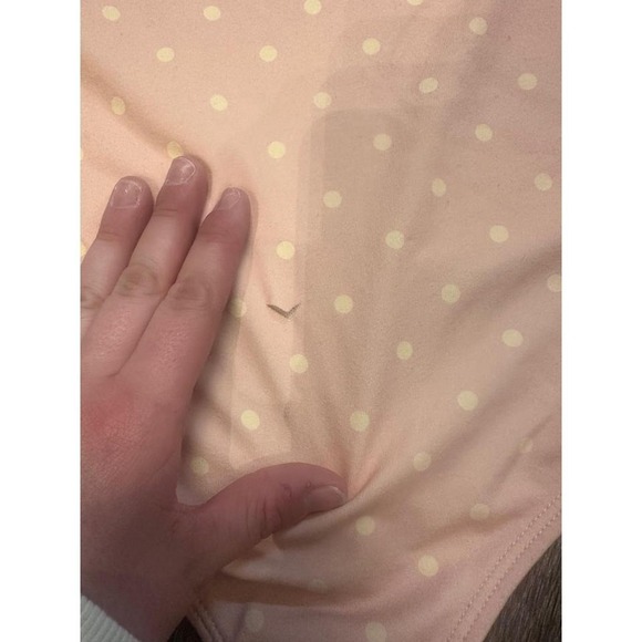 Free People Polka Dot V Neck Thong Bodysuit Pink Women's L - Picture 6 of 6